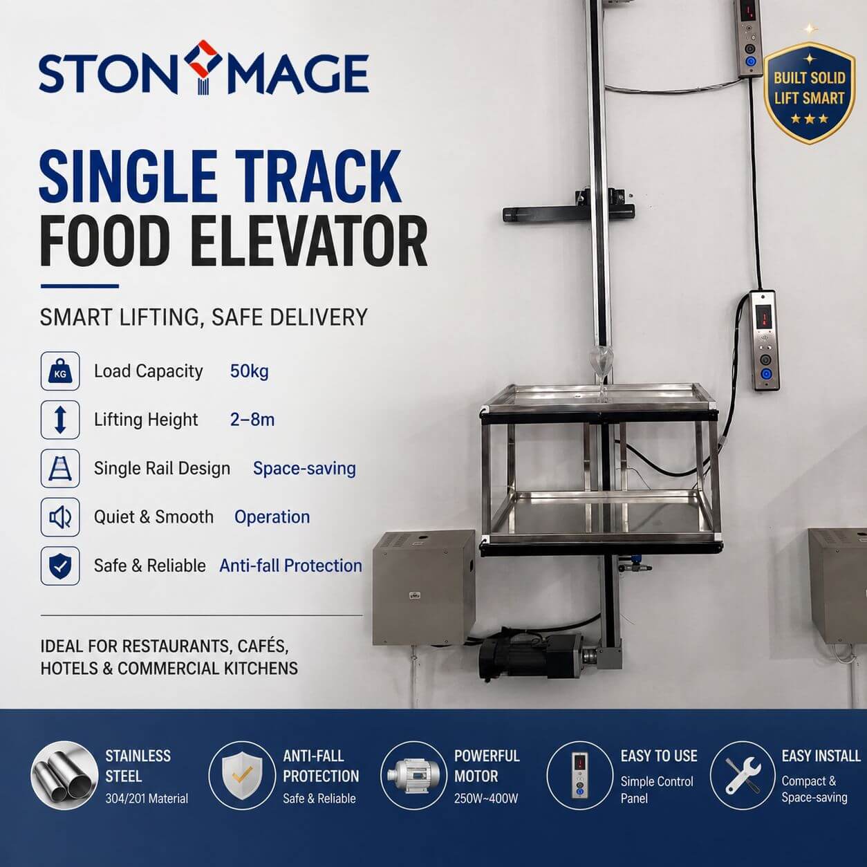 single track food elevator dumbwaiter