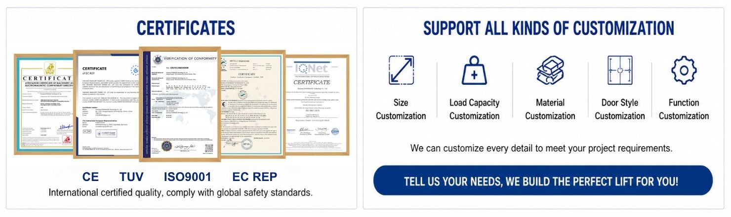 STONIMAGE CE TÜV certified food elevator manufacturer